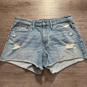Madewell Jean Shorts Womens 14 W Blue Denim Distressed Cotton‎ Relaxed Denim